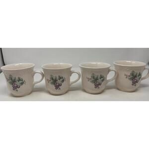 Pfaltzgraff Grapes and Leaves Stoneware Coffee Cup Set of 4